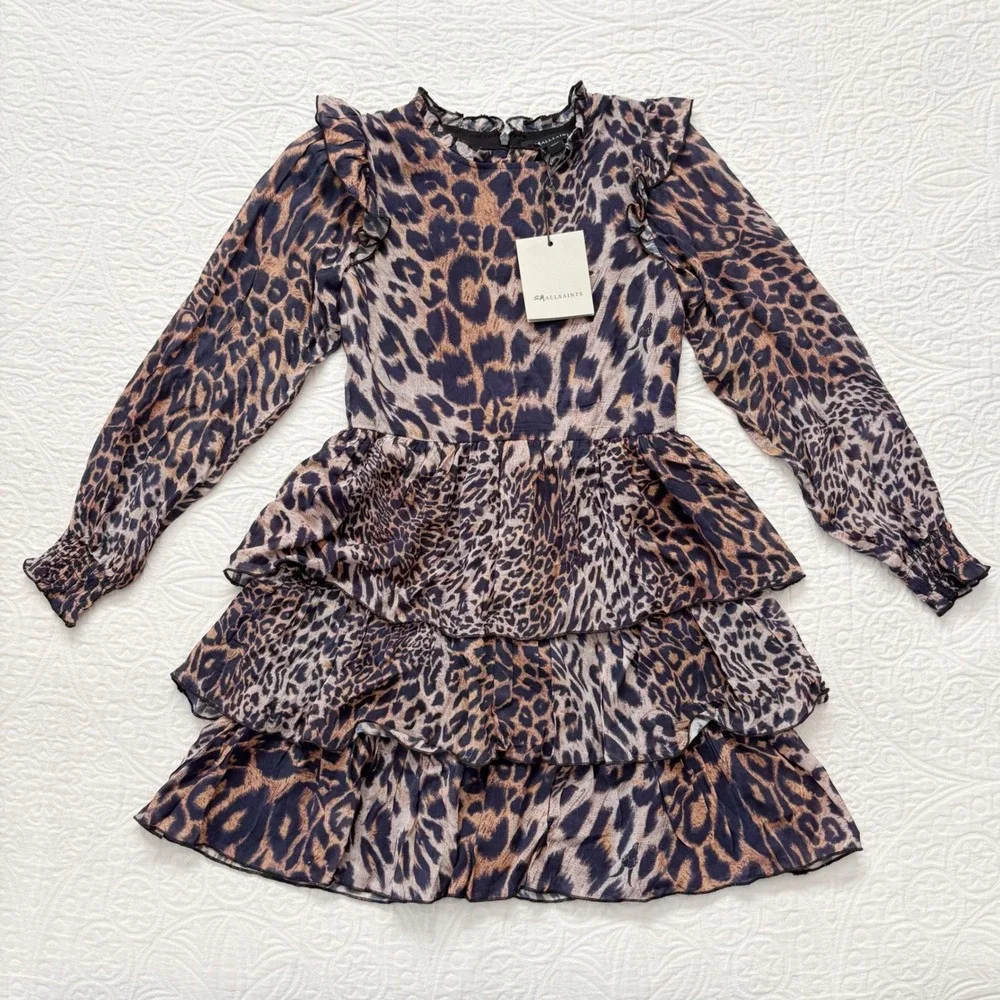 smALLSAINTS Girls' Leopard Tiered Dress (9-10‎ Years)